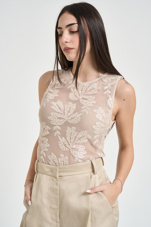 Top donna in pizzo burro - 2
