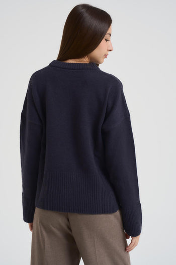 Maglia donna girocollo blu - 3