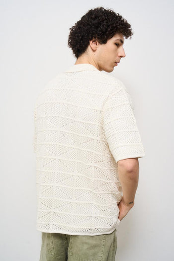 Camicia uomo in maglia panna - 5