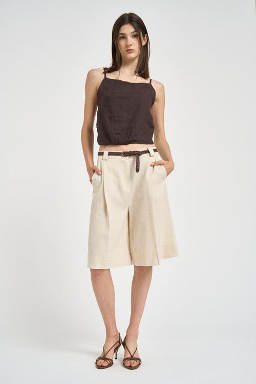 Top donna in lino moro