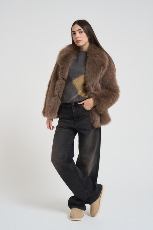 Ecopelliccia donna corta fango