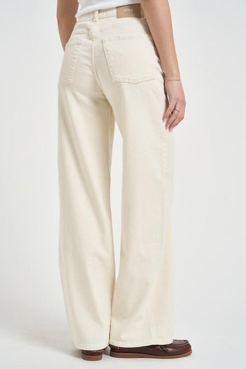 Jeans donna gamba dritta in denim crema - 4
