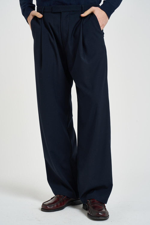 Pantalone uomo gamba ampia blu
