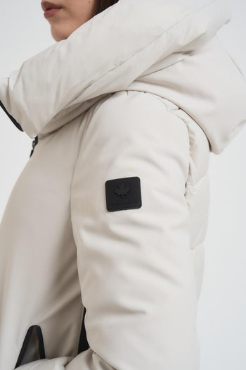 Giacca donna collo alto e cappuccio panna - 5