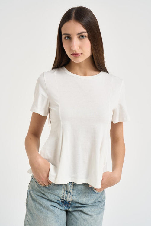 T-shirt donna fondo svasato bianca