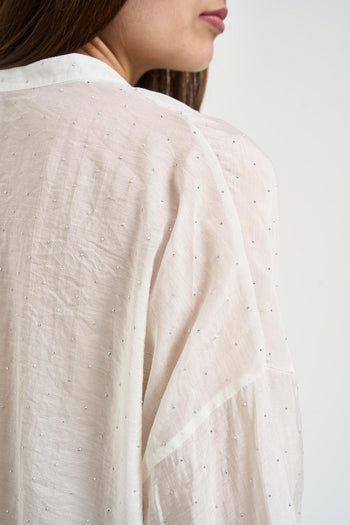 Camicia donna con strass bianca - 4