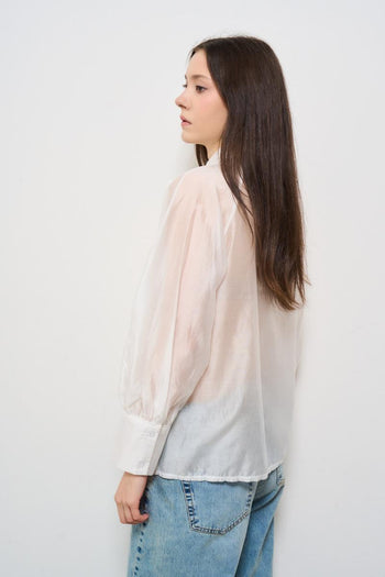 Camicia donna bianca con fiocco - 4