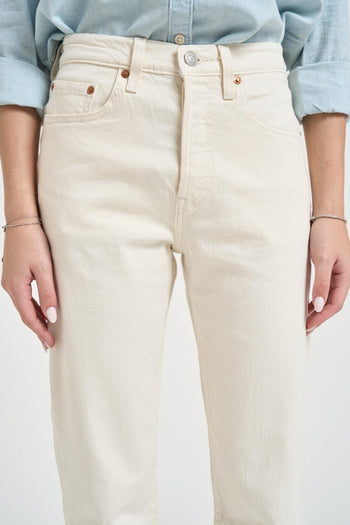 Jeans donna 501 cropped in denim bianco - 6