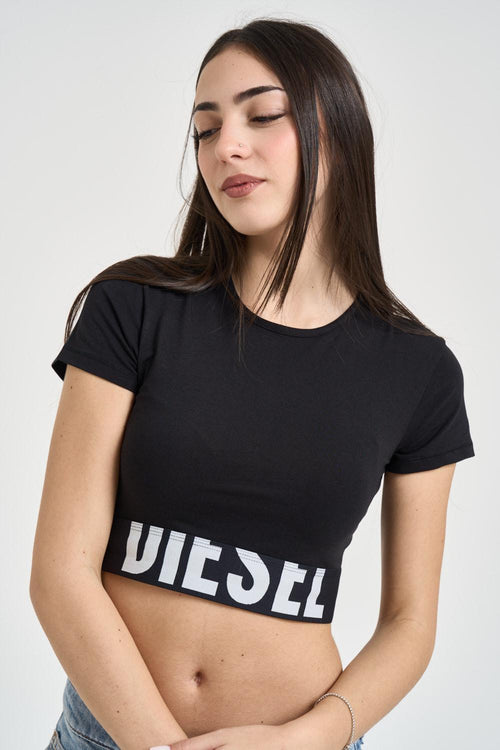 Top donna cropped nero con logo - 2