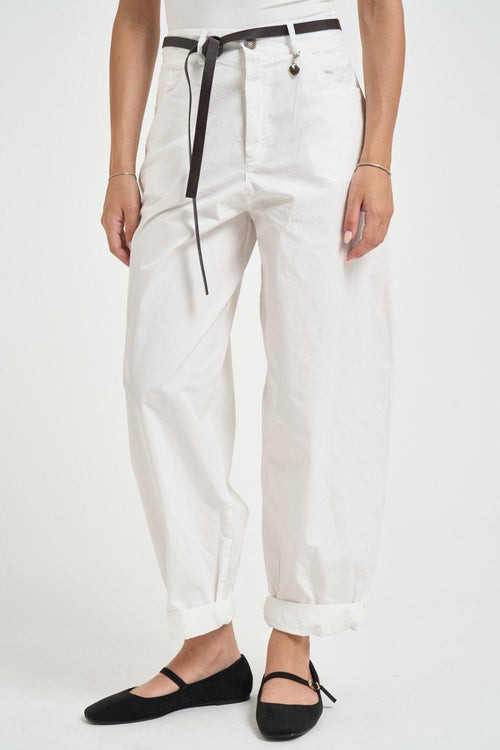 Pantalone donna barrel fit bianco - 1