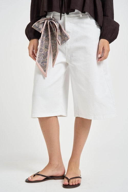 Bermuda donna in denim bianco - 1