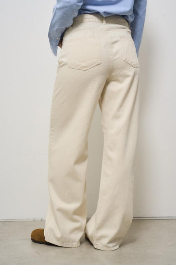 Jeans donna a palazzo crema - 4