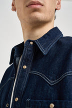 Camicia uomo in denim scuro con patch 261228 30 BERNA 