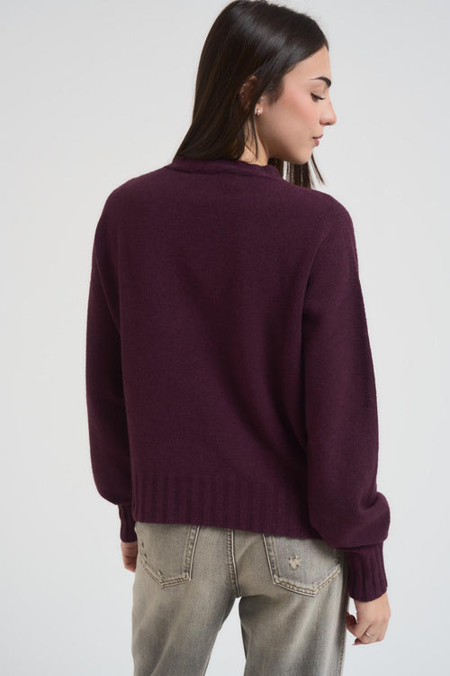 Maglia donna girocollo melanzana - 2