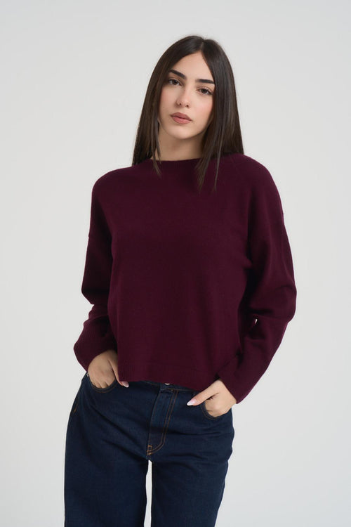 Maglia donna girocollo bordeaux