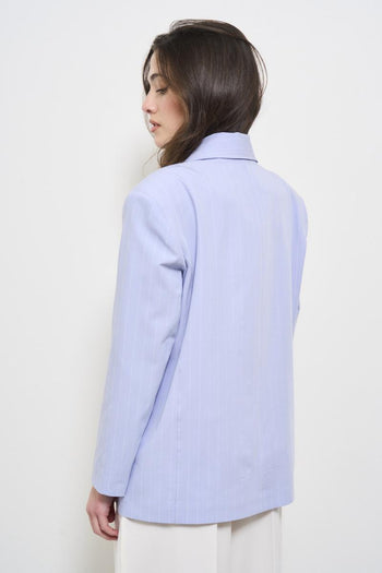 Women's light blue single-breasted jacket - 5