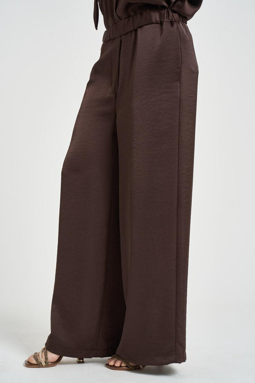 Pantalone donna satinato marrone - 2