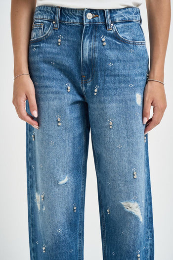 Jeans donna con strass denim - 5