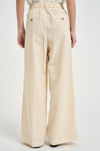 Pantalone donna con pinces panna - 4