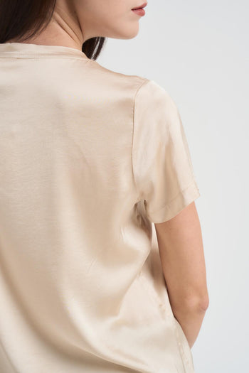 T-shirt donna beige girocollo - 5