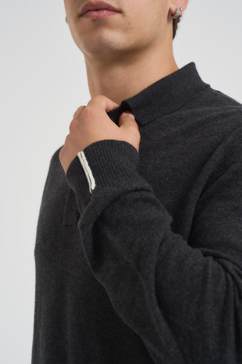 Polo uomo in maglia antracite - 8