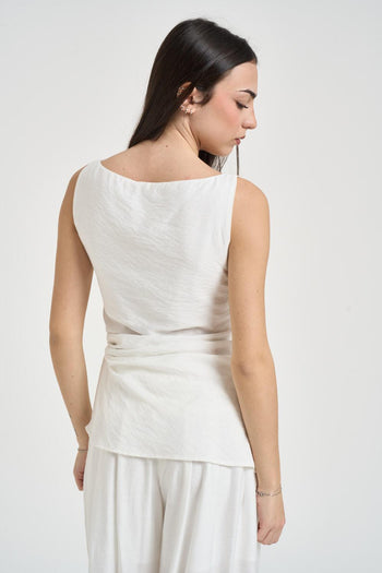 Top donna con nodo bianco - 4
