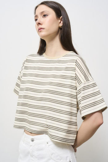 Women's green striped t-shirt - 3