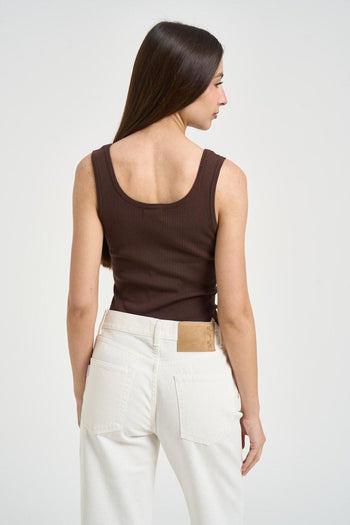 Top donna a costine moro - 3