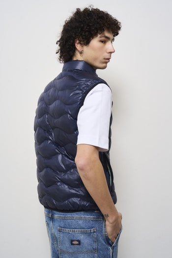 Men's blue quilted down vest - 6