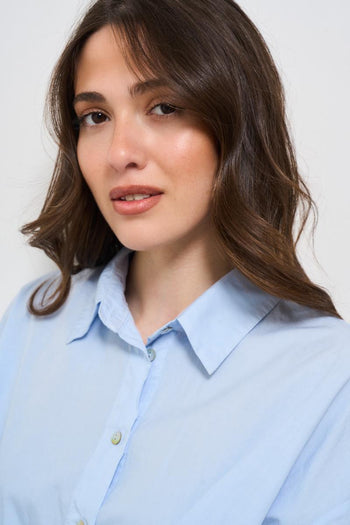 Camicia donna celeste con nodo - 3