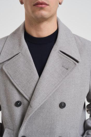 Cappotto uomo corto doppiopetto grigio chiaro - 3