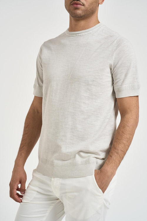 T-shirt uomo in maglia perla<BR/>