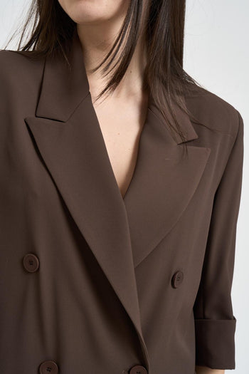 Giacca donna doppiopetto marrone - 3