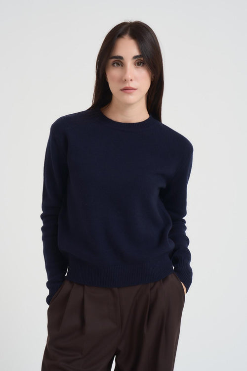 Maglia girocollo donna blu
