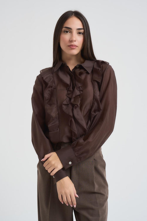 Camicia donna con rouches moro
