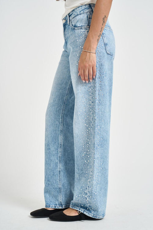 Jeans donna wide leg denim chiaro - 2