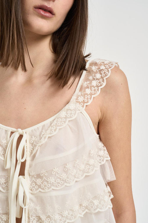 Top donna in tulle avorio - 2
