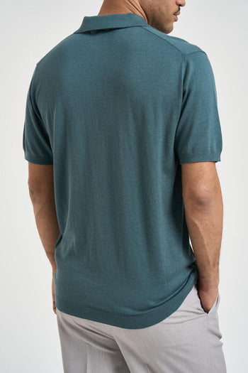 Polo uomo manica corta verde petrolio - 4