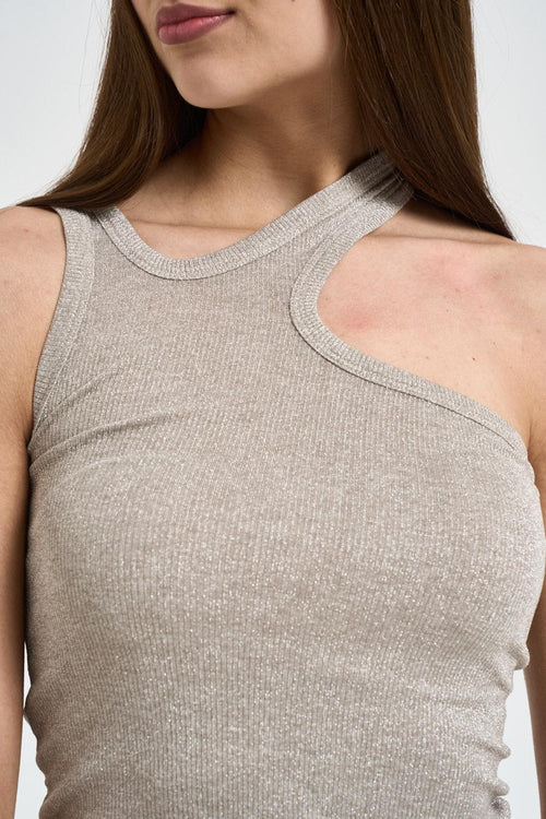 Top donna scollo asimmetrico pietra - 2