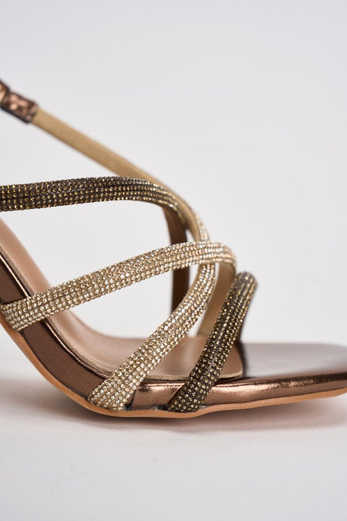 Sandalo donna con strass bronzo e oro - 2
