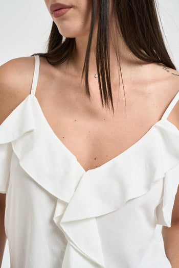 Top donna a balze bianco - 3