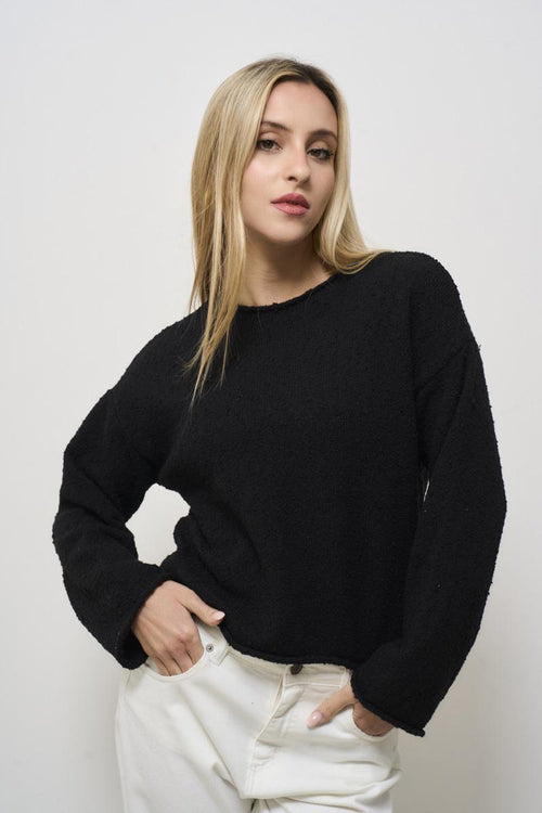 Women's black crew neck sweater