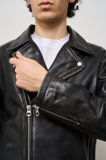 Giubbotto uomo in pelle nero - 5