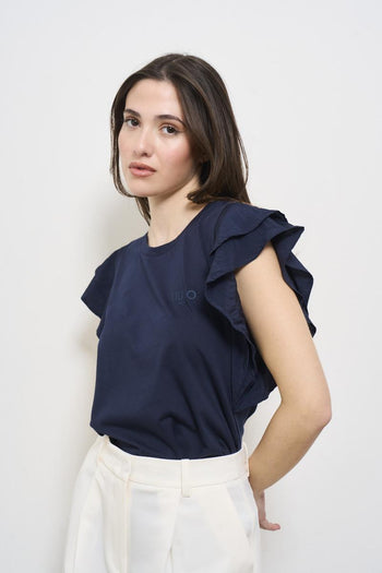 T-shirt donna girocollo blu - 6