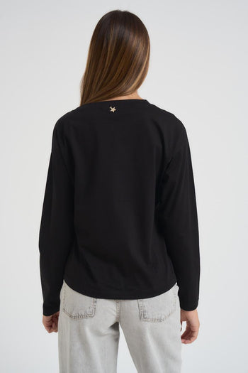 T-shirt donna girocollo nera - 3