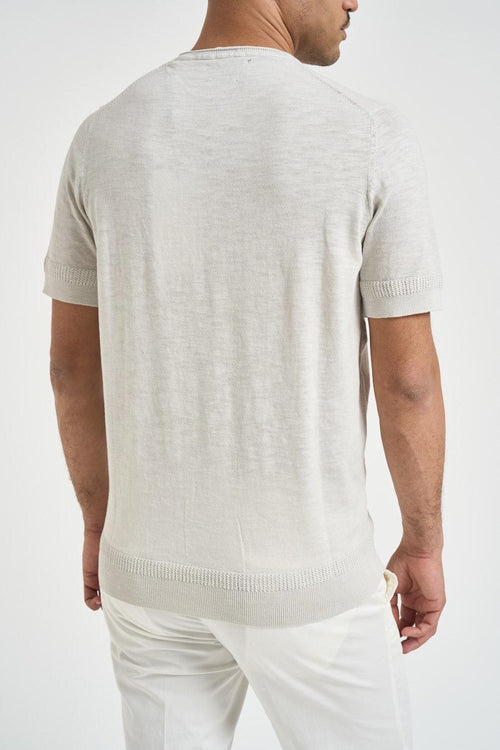 T-shirt uomo in maglia perla<BR/> - 2