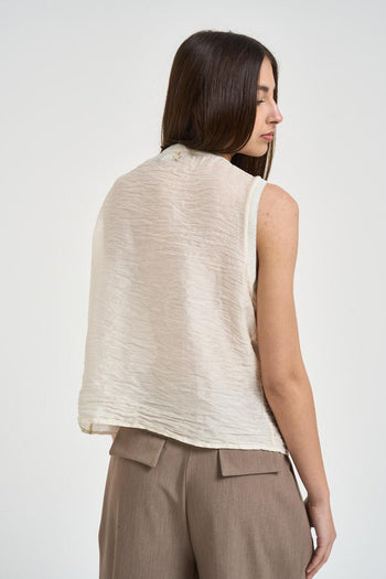 Top donna smanicato beige - 3