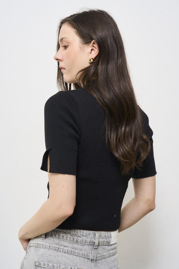 Polo donna in maglia nera - 4