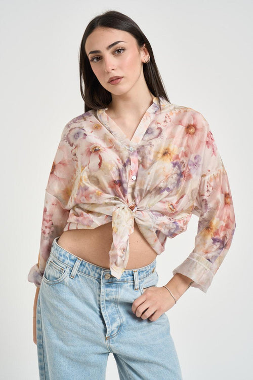Camicia donna fantasia floreale rosa - 1