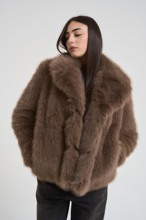 Ecopelliccia donna corta fango - 2